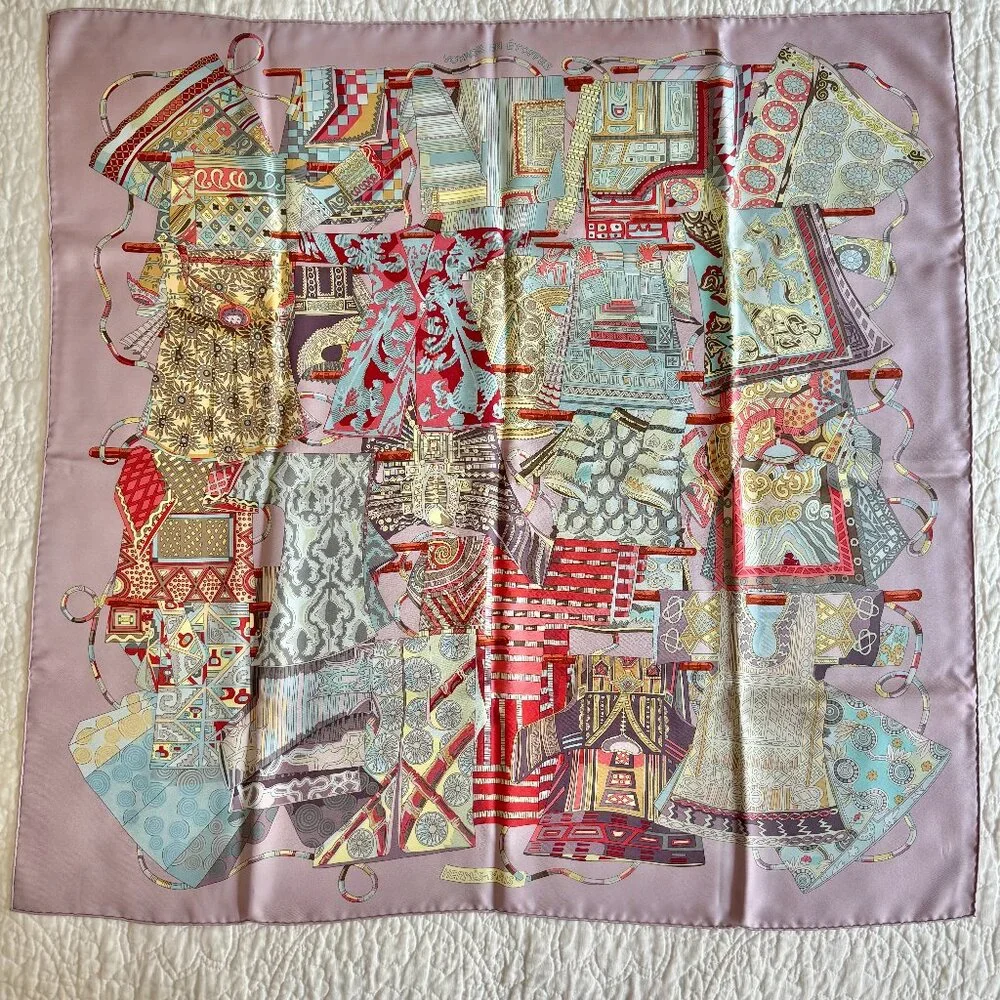 Hermès “Voyage en Étoffes” 90cm Silk Scarf Pastel Multi Rare Collector - Picture 1 of 8